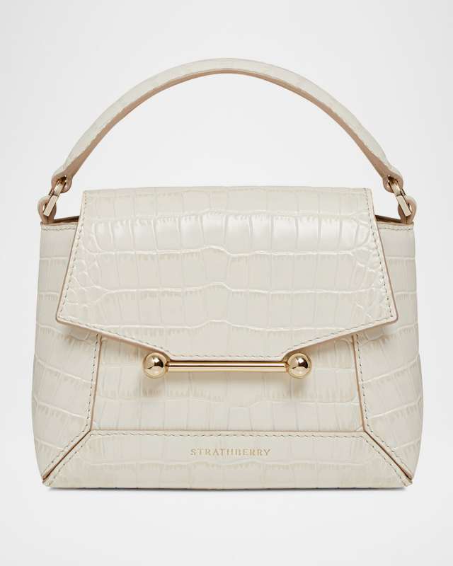 Mosaic Nano Croc Leather Top-Handle Bag